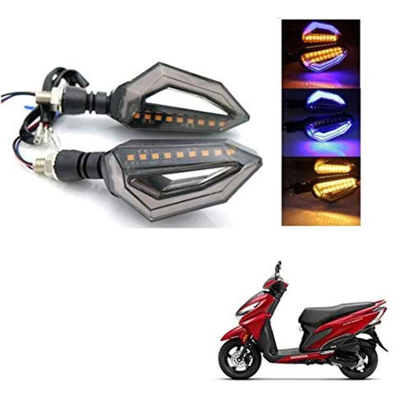 Kozdiko 4 Pcs Bike D Shaped 9 LED Front & Rear Side Turn Signal Indicator Light Set for Honda Grazia