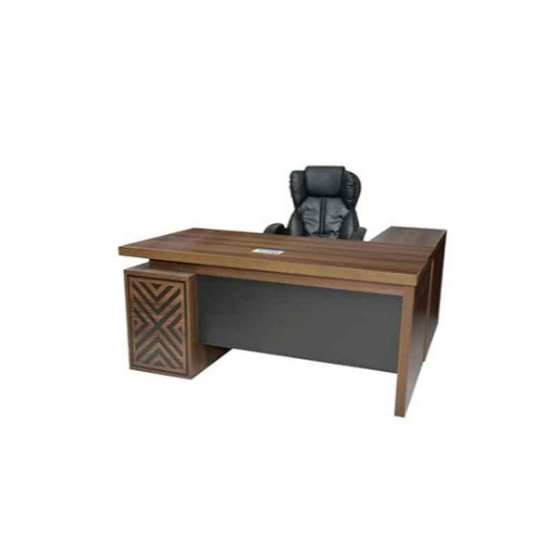 75x160x160cm Wooden Brown Executive Office Desk Table with Drawers