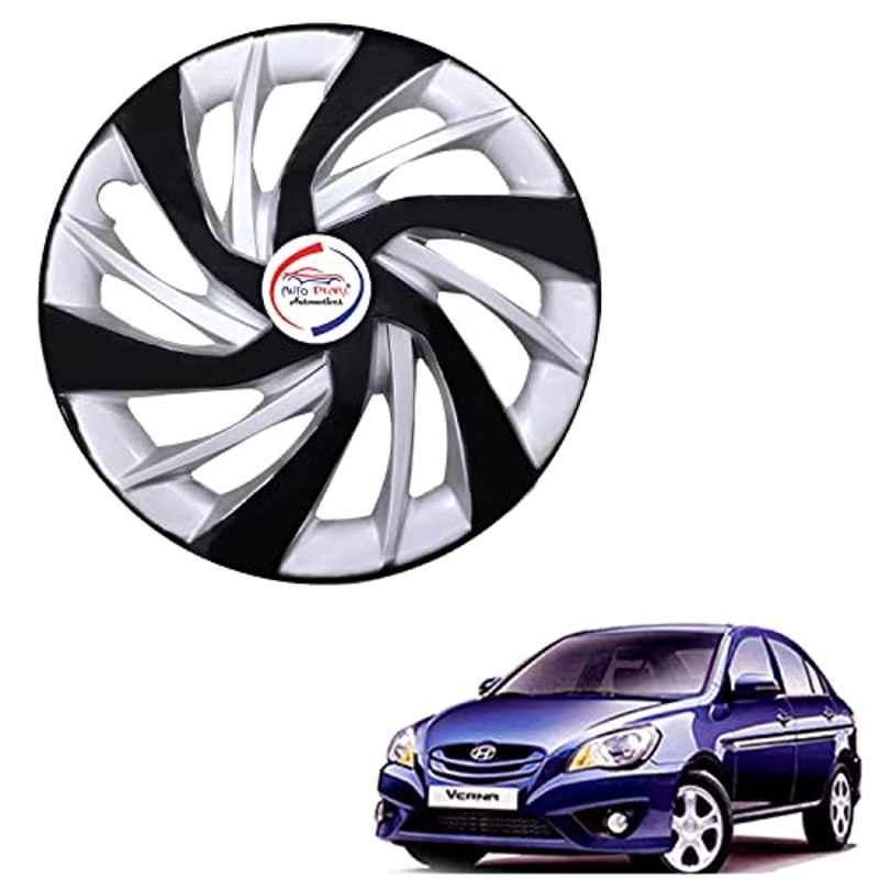 Auto Pearl 4 Pcs 14 inch ABS Black & Silver ER20 Hubcap Wheel Cover Set with Retention Ring for Hyundai Verna