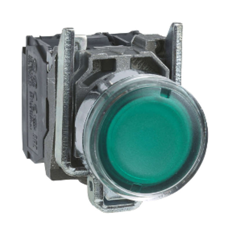 Schneider 24V 1NO+1NC Green Flush Illuminated Push Button, XB4BW33B5
