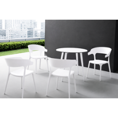 CELLBELL WeaveX Plastic White Armrest Chair (Pack of 4)
