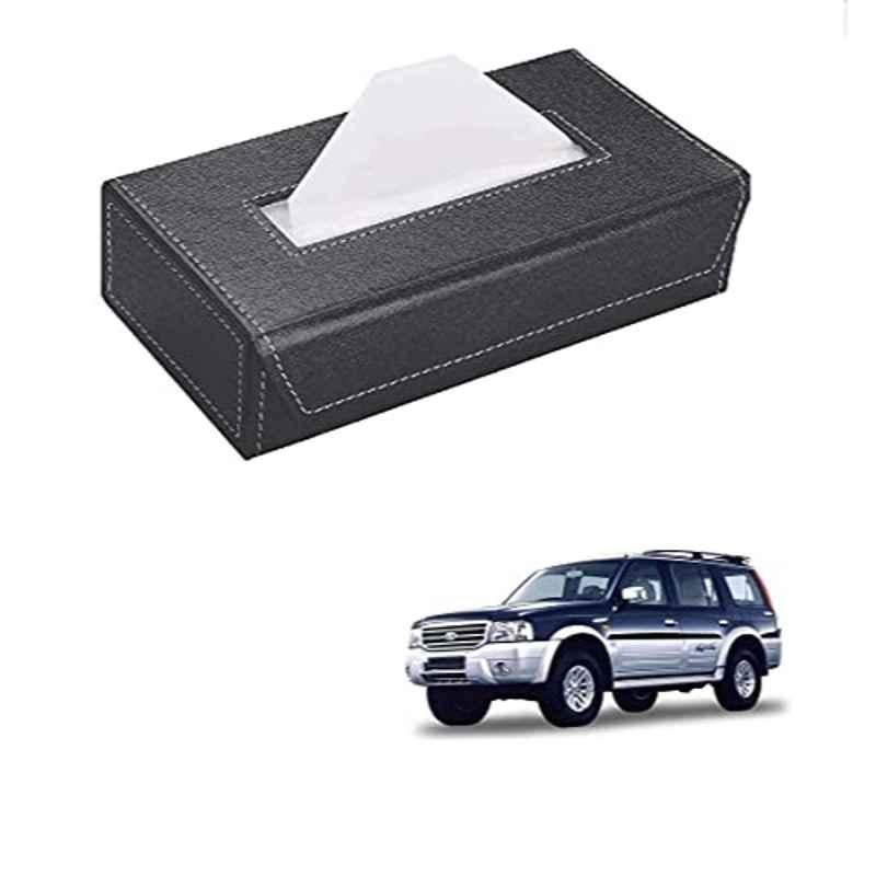 Kozdiko 100 Pulls PU Leather Grey Car Tissue Paper Box with 200 Sheets for Ford Endeavour