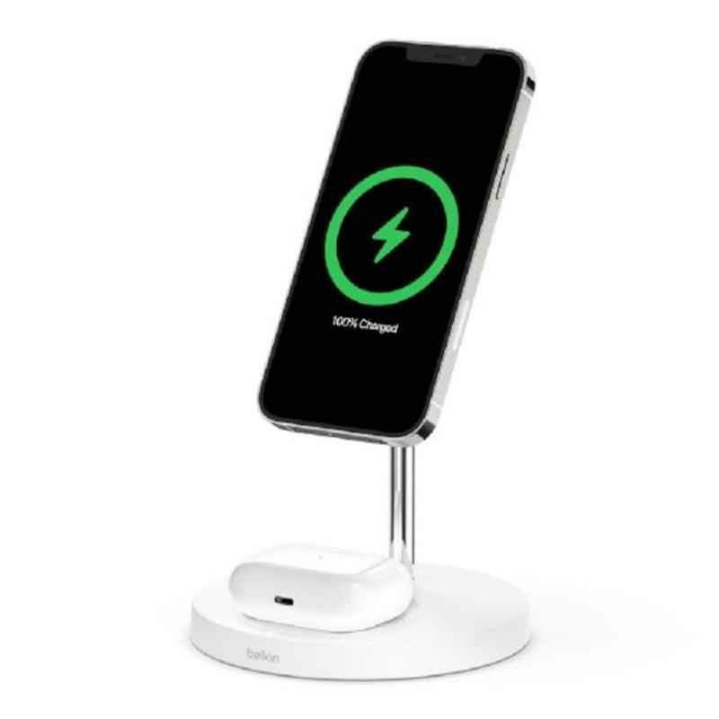 Belkin Boost Charge PRO 15W White 2-in-1 MagSafe Wireless Charger, BL-WDOCK-2IN1-15W-MSAFE-WHT