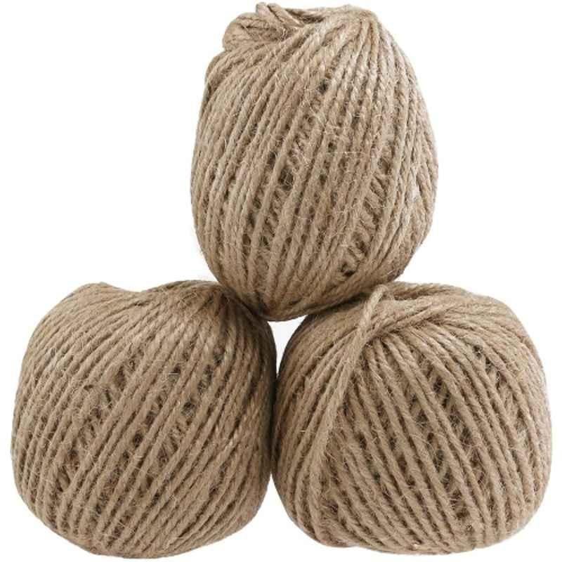 Vosarea 2mm 55m Brown Natural Jute Twine Roll (Pack of 3)