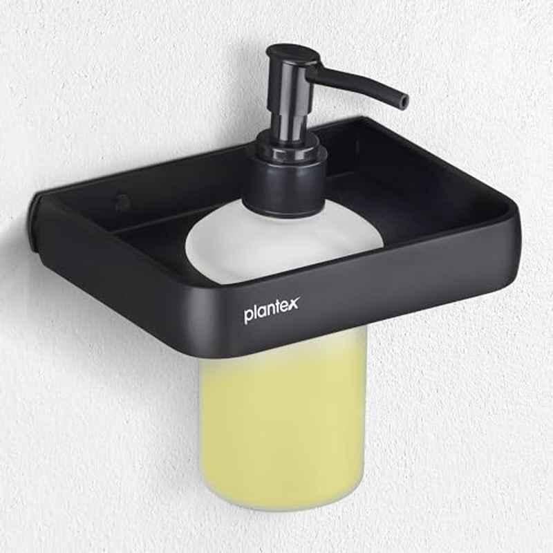 Plantex Self Adhesive Aluminium Liquid Soap Dispenser for Bathroom/Shampoo Dispenser/Handwash Dispenser for Bathroom/Bathroom Accessories 1508, Black
