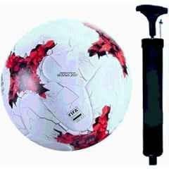 LCARNO White & Red Football with Air Pump, Size: 5