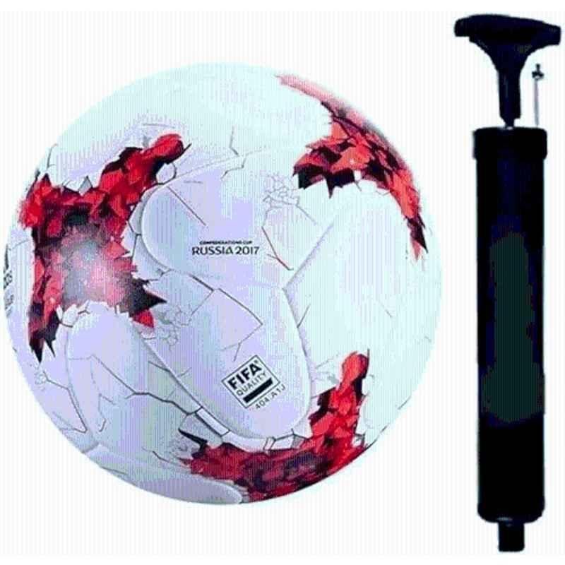 LCARNO White & Red Football with Air Pump, Size: 5