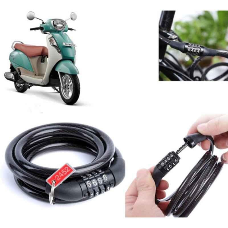 Auto Pearl PVC & Plastic Black Combination Cable Lock for SS 125