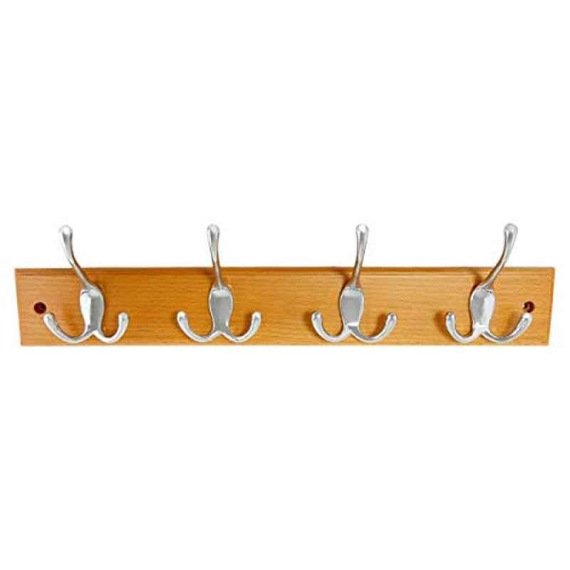 Wood And Metal Clothes Wall Hanger, Brown