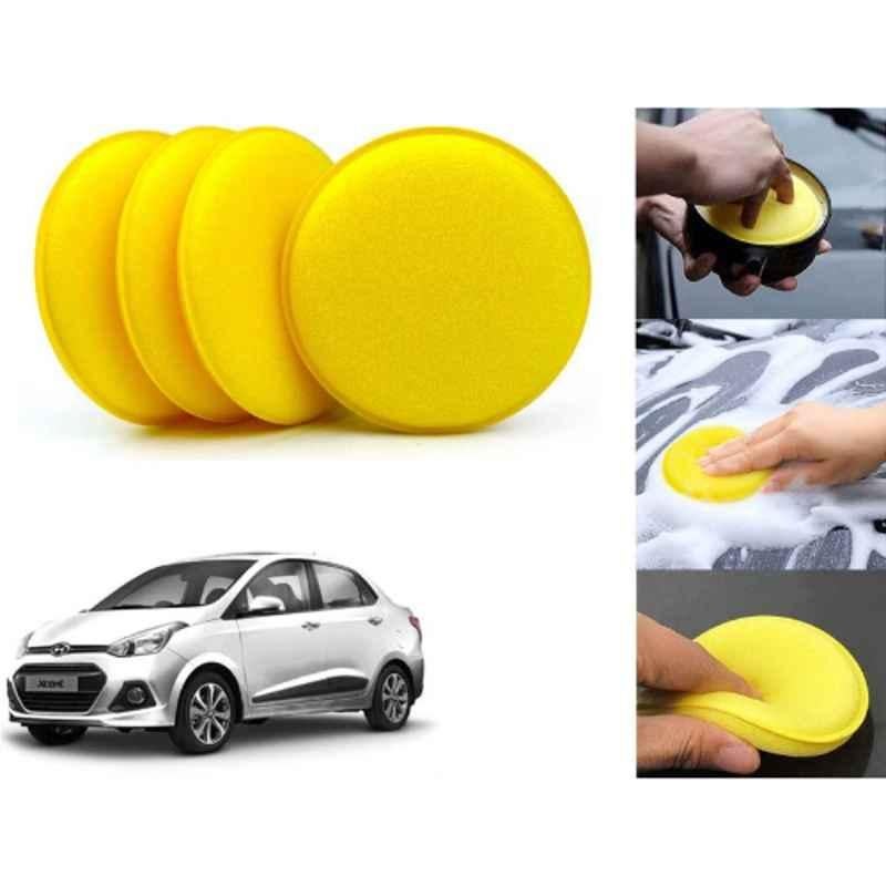Auto Pearl Polyurethane Beige Washing & Waxing Polish Foam Sponge for Xcent 2016 (Pack of 4)
