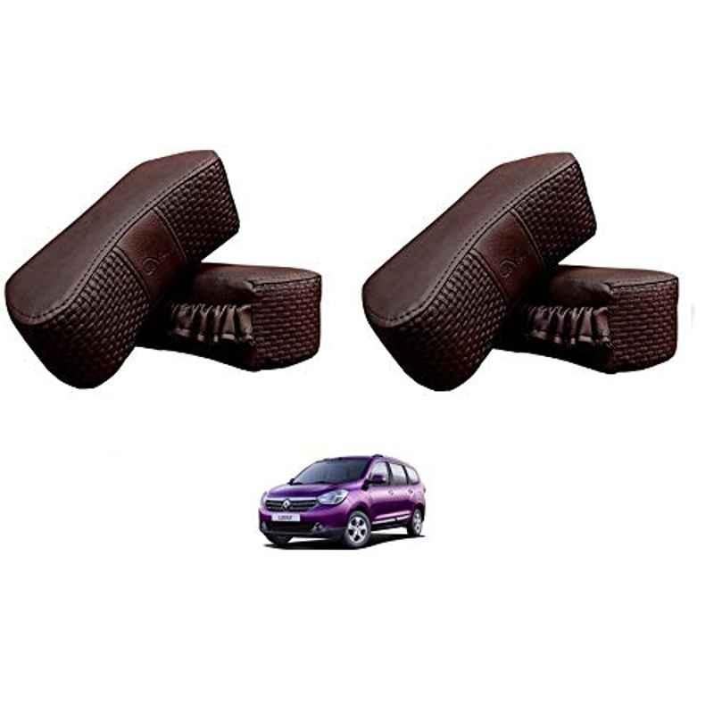 Kozdiko 4 Pcs CV Designer Cola Leatherite Neck Rest Car Cushion Pillow Set for Renault Lodgy