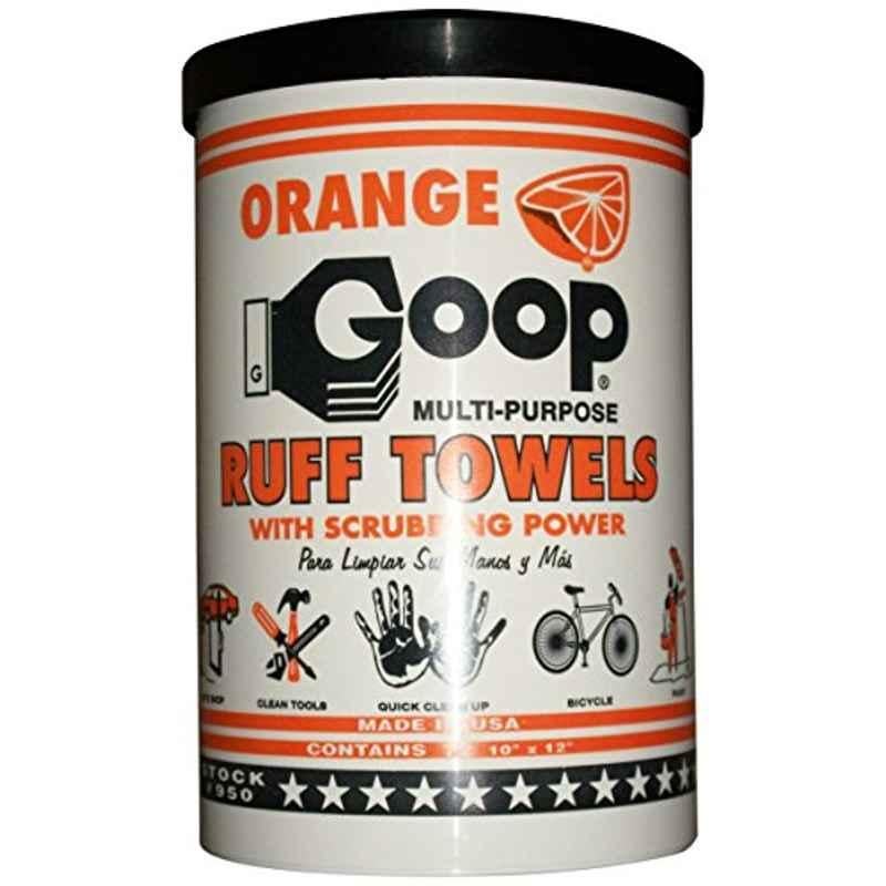 Goop 72Pcs 10x12 inch Orange Multi Purpose Ruff Disposable Towels with Scrubbing Power Box, 950