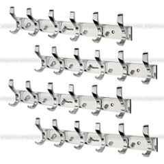 Aligarian 6 Leg Stainless Steel Silver Polished Finish Wall Mounted S-Type Cloth Hook Hanger (Pack of 4)