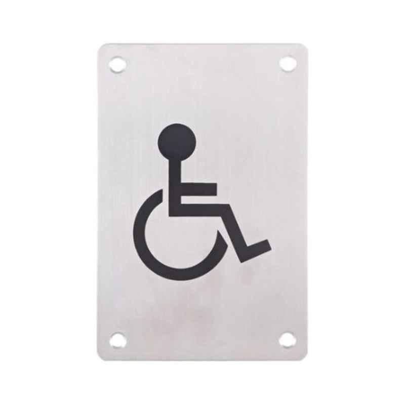 Dorfit 150mm Silver & Black Handicap Symbol Engraved Sign Plate, HANDICAPSP