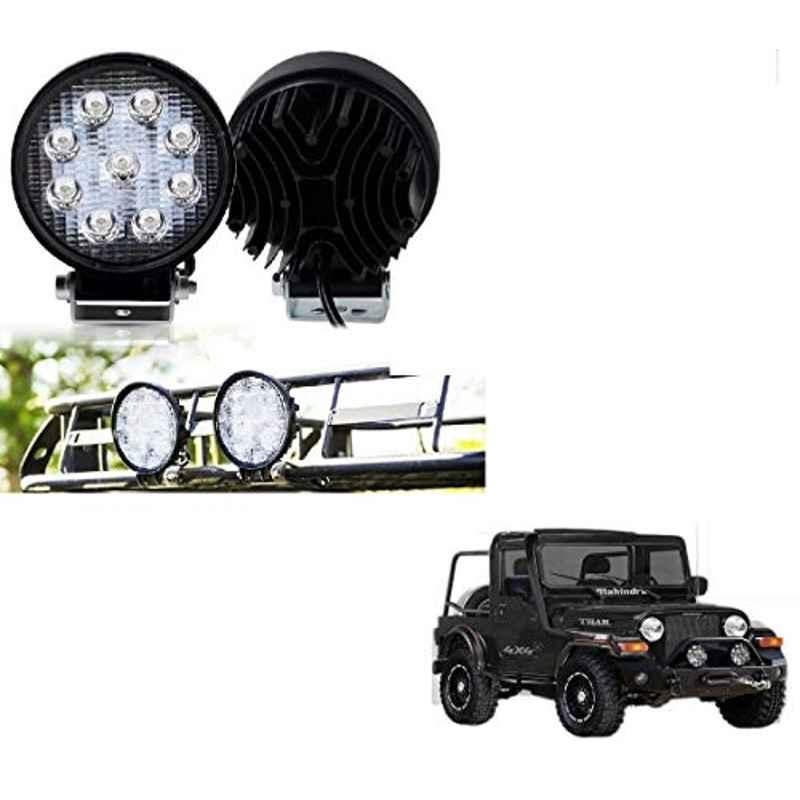 Kozdiko 2 Pcs 27W 4 inch 9 LED Waterproof Round White Fog Light Set with Mounting Brackets for Mahindra Thar, kozd_20039