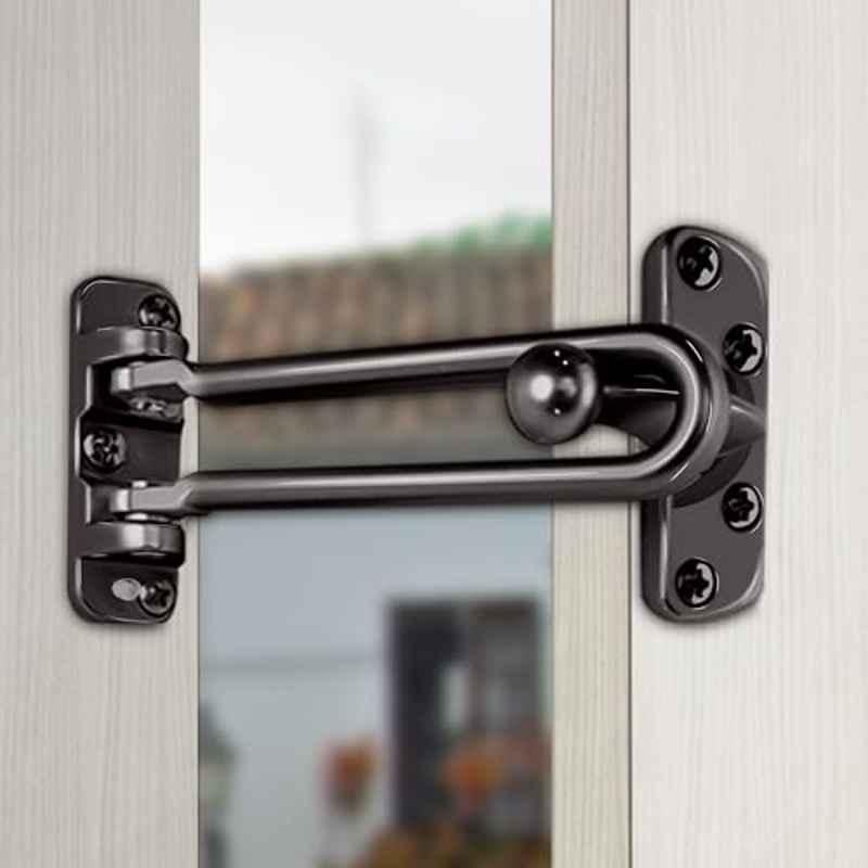 Plantex Heavy Duty Swing Bar Lock/Door Safety Guard with High Security Auxiliary Lock for Home/Office/Hotel (Pack of 8) SH-42, Nickle-Black Finish