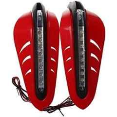 AOW Motorcycle Handguards with Led Light for 7/8 inch Grips - 300 * 140 * 110mm (Red) for TVS Scooty Streak