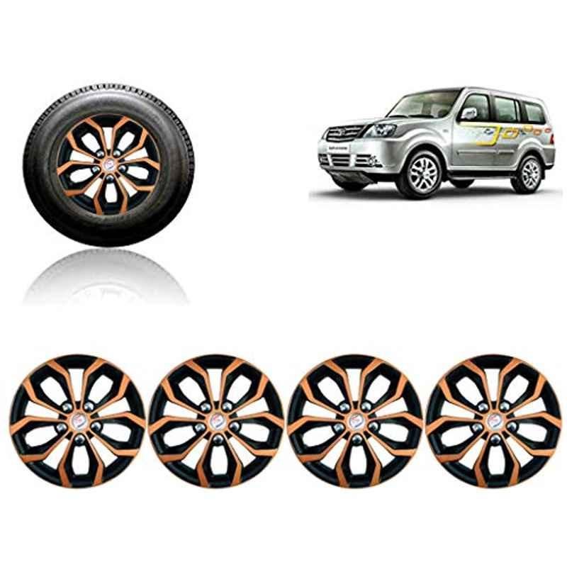 Auto Pearl 4 Pcs 15 inch Black & Copper Press Fitting Wheel Cover Set for TATA Sumo Grande