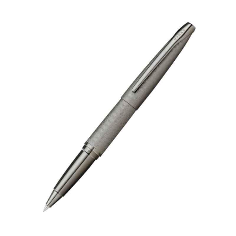 Cross ATX Black Ink Sandblasted Titanium Gray PVD Polished Roller Ball Pen with 1 Pc Black Medium Tip Set, 885-46