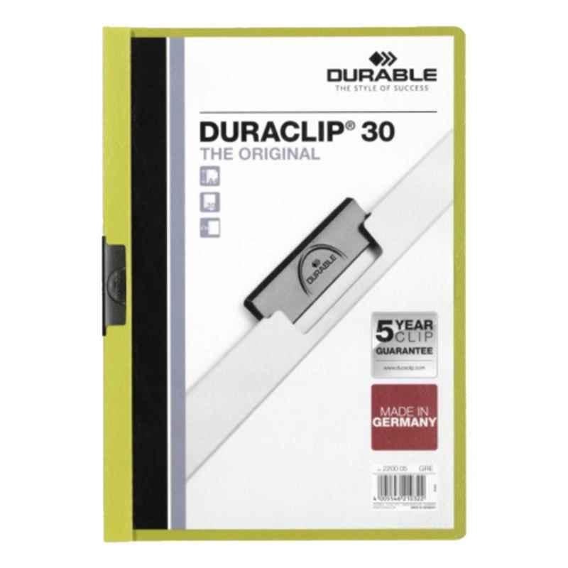 Durable Duraclip 30 A4 Green Clip Folder, 2200-05
