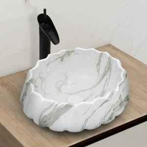 Plantex Lizza 17x15x6 inch Ceramic Marble Wash Basin for Bathroom, NS-603