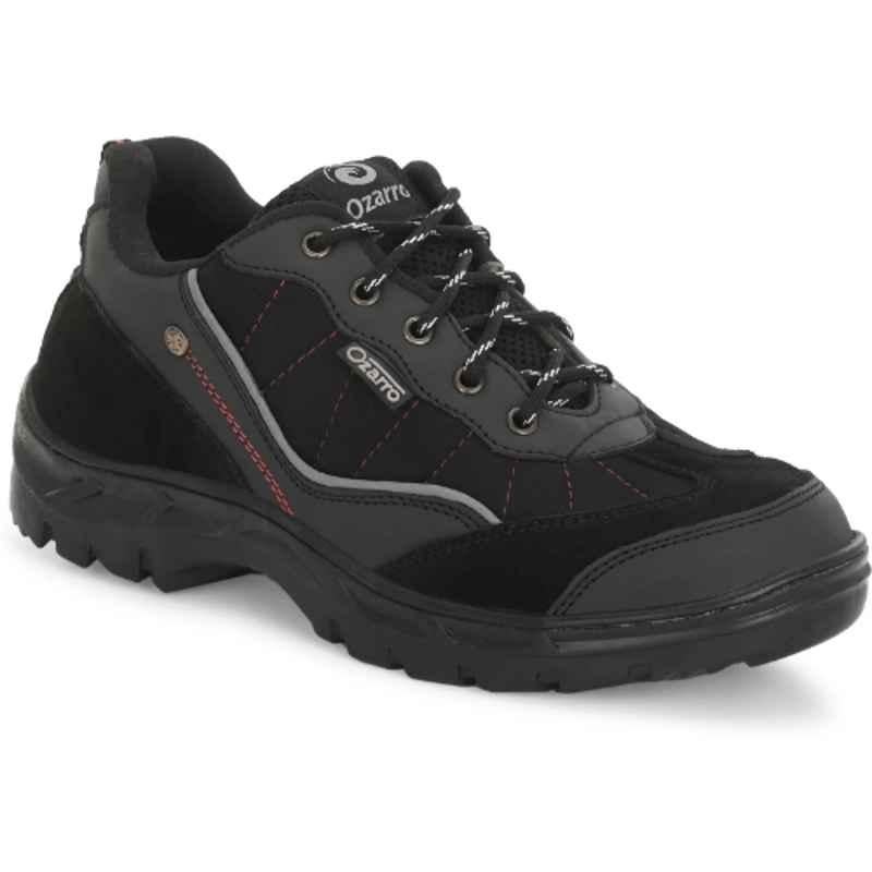 Ozarro Genuine Leather Steel Toe Black Safety Shoes, S4447, Size: 10
