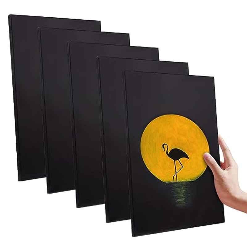 Salome Idea 5 Pcs 20x30Cm Cotton Black Rectangle Artist Stretched Canvas Set