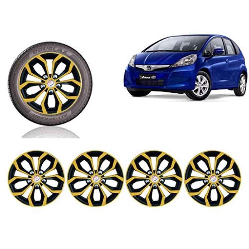 Auto Pearl 4 Pcs 14 inch ABS Golden & Black Car Wheel Cover Set for Honda Jazz E