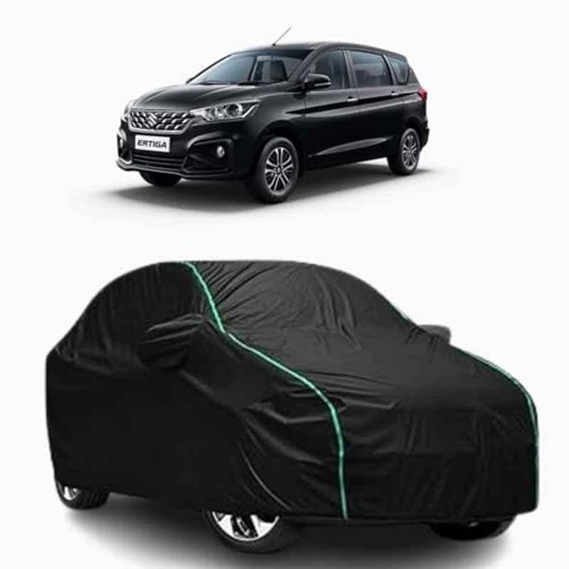 Aarex Auto Polyester Black 100% Waterproof Car Body Cover with Mirror Pocket & Triple Stitched for Maruti Suzuki Ertiga