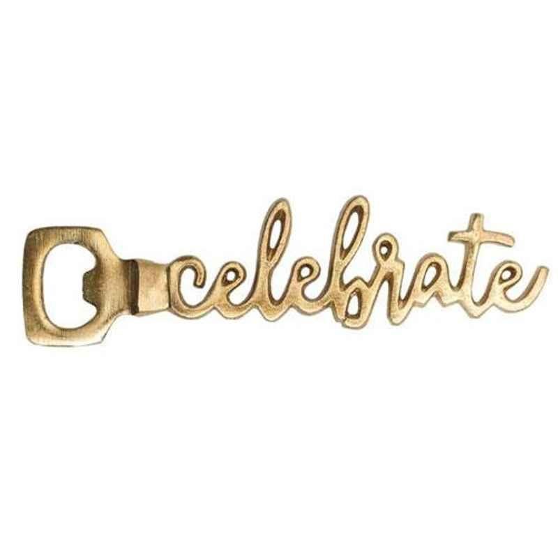 Casa Decor Gold Celebrate Carved Metal Bottle Opener for Bars & Kitchens, CDBOT00145