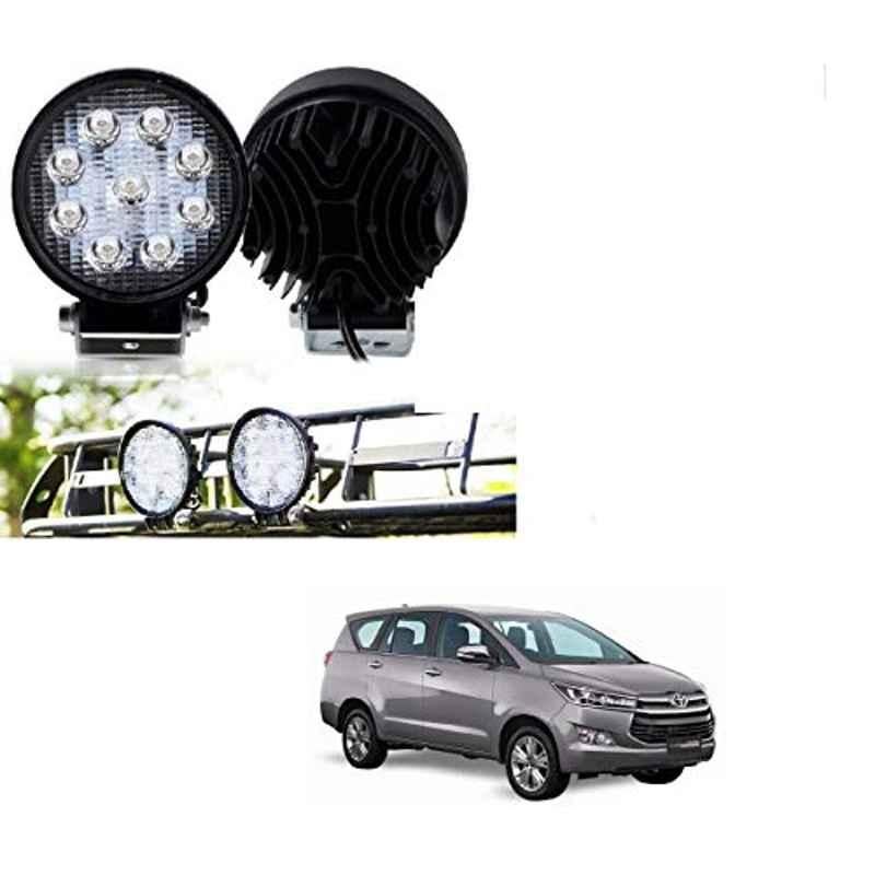 Kozdiko 2 Pcs 27W 4 inch 9 LED Waterproof Round White Fog Light Set with Mounting Brackets for Toyota Innova Crysta, kozd_19970