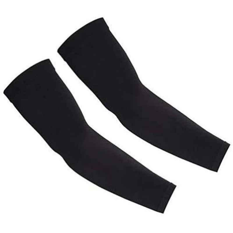 Just Rider Black UV Protection Cooling Arm Sleeves for Cycling, Driving, Running, Basketball, Football & Outdoor Activity (Pack of 5)