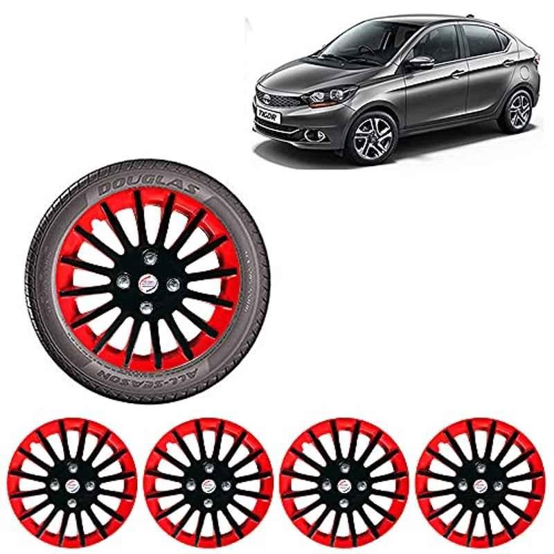 Auto Pearl 4 Pcs 13 inch ABS Red & Black Car Wheel Cover Set for TATA Tiago