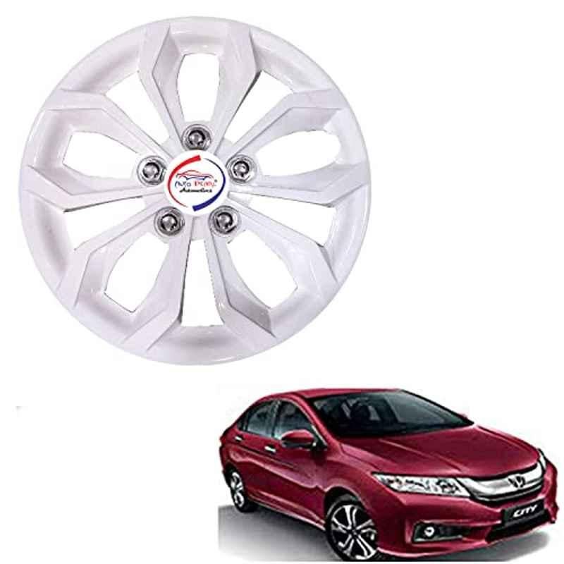 Auto Pearl 4 Pcs 15 inch ABS Pearl White Hubcap Wheel Cover Set with Retention Ring for Honda Ivtec 2016
