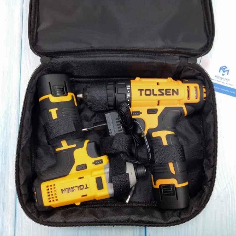 Tolsen 10mm Li-Ion Cordless Drill & Impact Driver Set, 79038