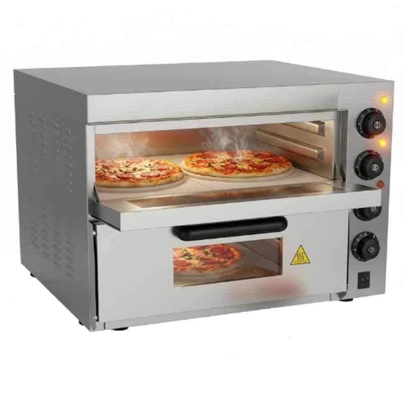 Khushi Udyog 1200W Stainless Steel Silver Double Deck Commercial Electric Pizza Oven