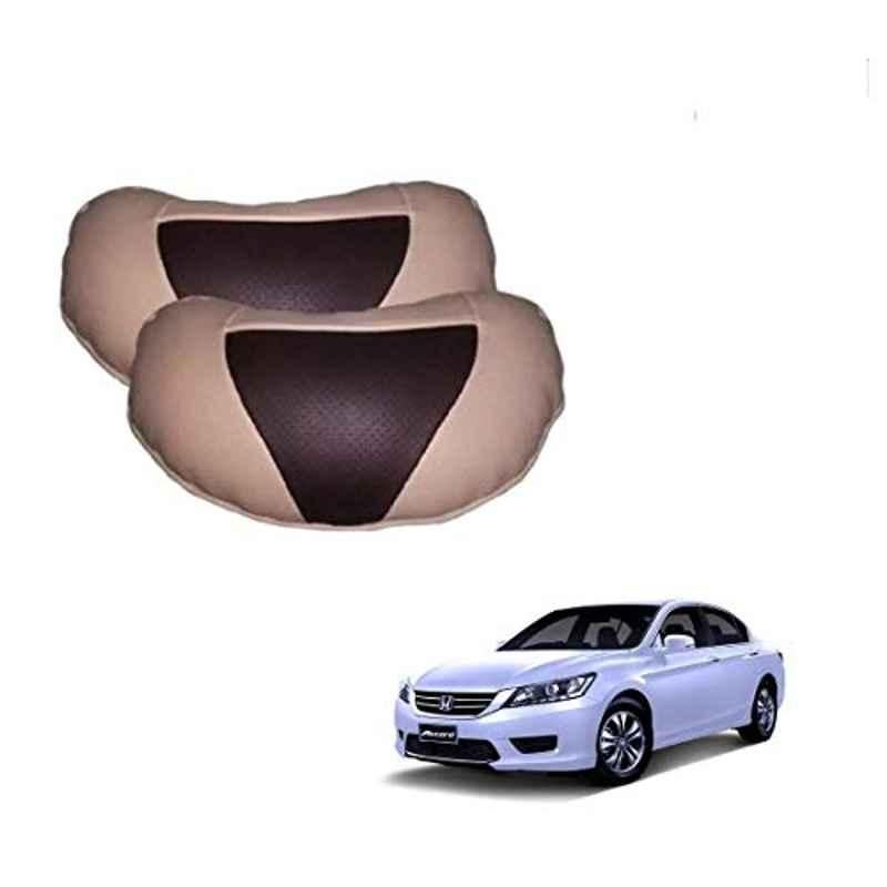 Kozdiko 2 Pcs Beige & Brown Car Neck Rest Cushion Pillow Set for Honda Accord
