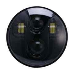 AllExtreme 75W 7 inch Harley Style Round LED High & Low Multi-Beam DRL Headlight with Chrome Housing