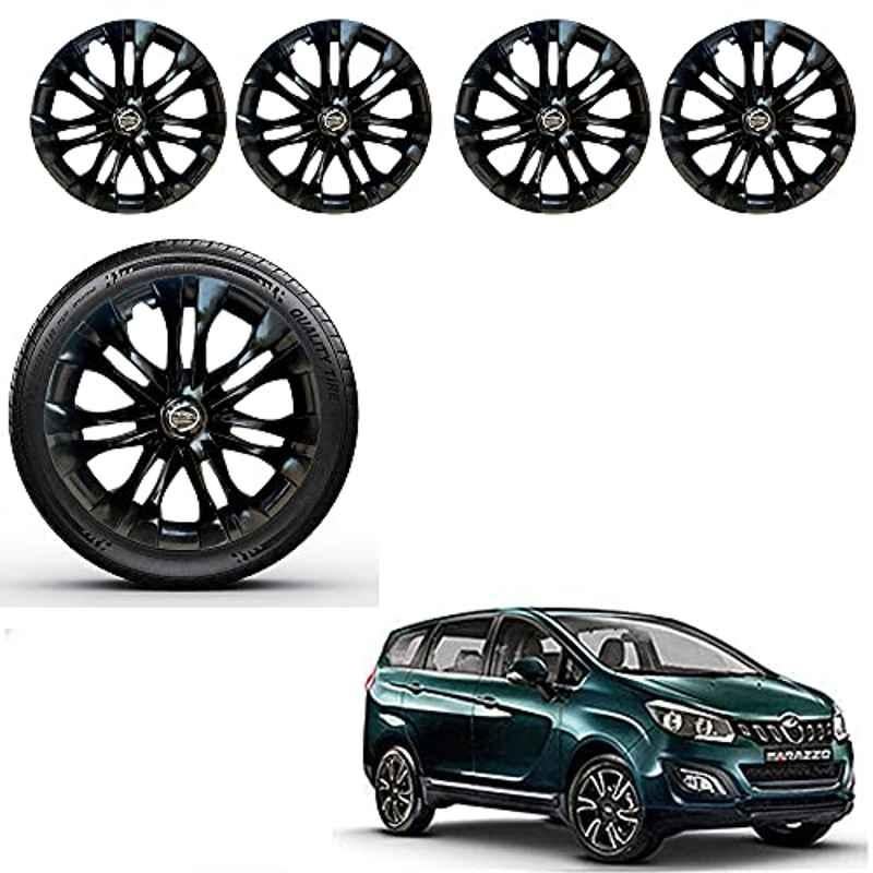 Auto Pearl 4 Pcs 15 inch ABS Black Premium Car Wheel Cover Set for Mahindra Marazzo 2019, WCBLK12