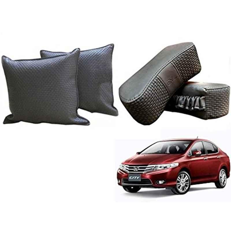 Kozdiko One Pair Grey Neck Rest & One Pair Cushion Combo for Honda City Old