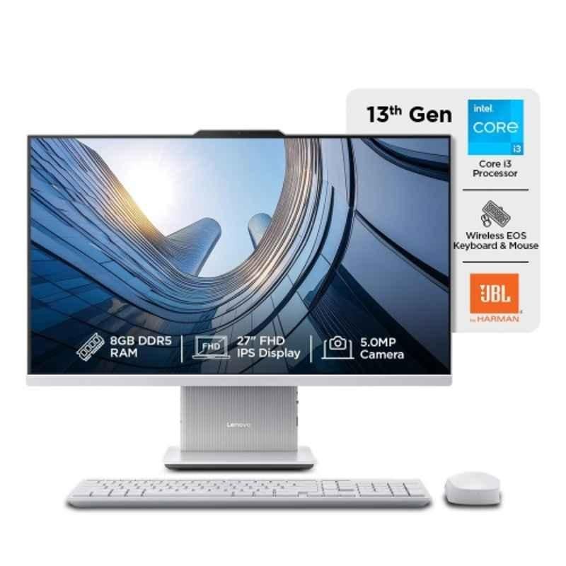 Lenovo IdeaCentre 27IRH9 Cloud Grey All in One Desktop with Intel Core i3-1315U/8GB RAM/512GB SSD/Window 11/Microsoft 365 Basic & Office Home 2024/Wireless EOS Keyboard & Mouse/27 inch FHD IPSDisplay, F0HM0137IN