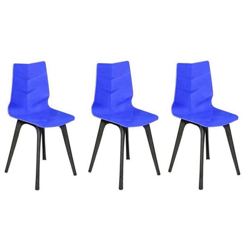 Regent Diamond Shell Plastic Black & Blue Chair (Pack of 3)