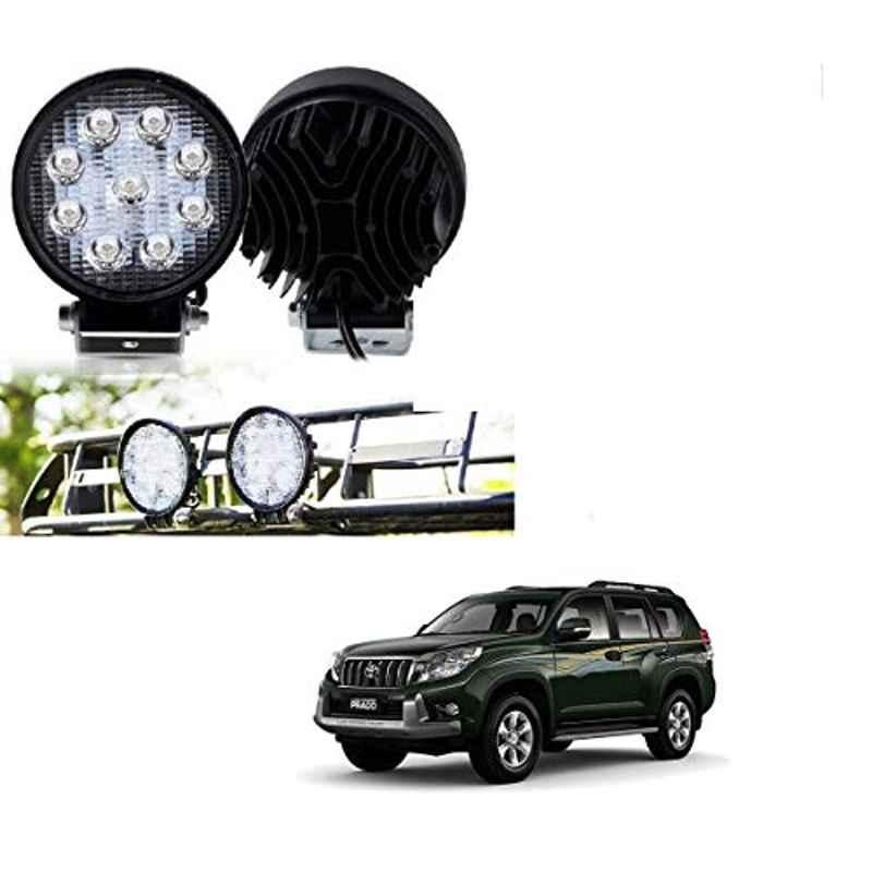 Kozdiko 2 Pcs 27W 4 inch 9 LED Waterproof Round White Fog Light Set with Mounting Brackets for Toyota Land Cruiser Prado, kozd_20059