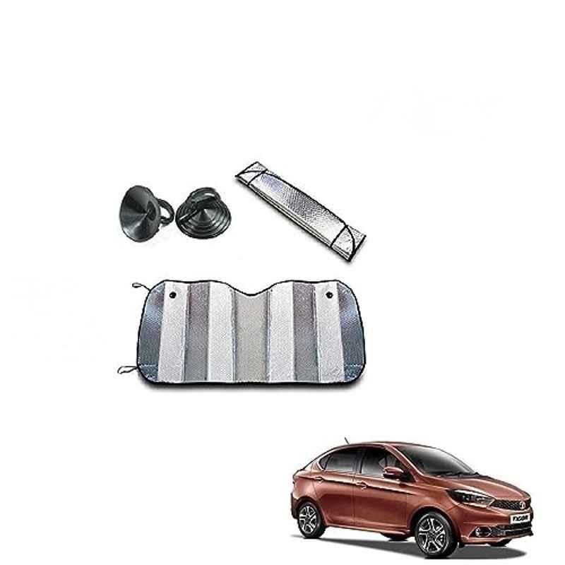 Kozdiko Aluminium Foil UV Protection Silver Windshield Sun Shade for Tata Tigor