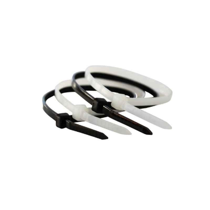 Beorol 100Pcs 7.2x300mm Nylon Plastic Black Cable Tie Set, VC7.2x300M