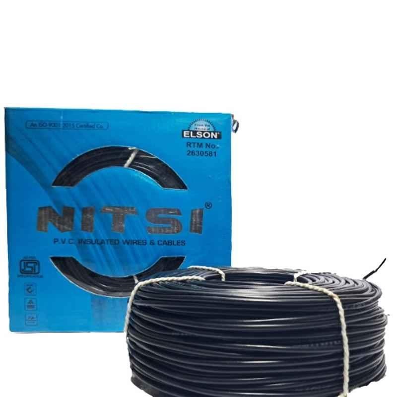 NITSI 0.75 Sqmm Single Core Black FR PVC Insulated CCR Copper Wire for Domestic & Industrial Purpose, Length: 91 m