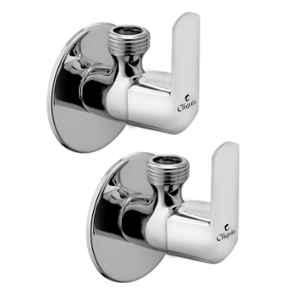 Cliquin Cubix Brass Silver Chrome Wall Mounted Angle Valve for Bathroom & Kitchen (Pack of 2)