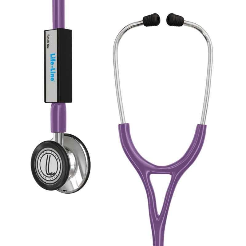 Lifeline Stainless Steel Purple Dual Side Diaphragm Chest Piece Stethoscope with 2 Way Tube, STH016-PR