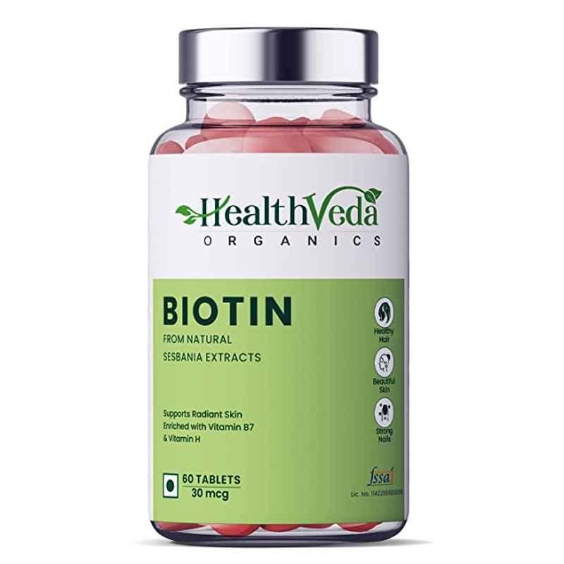 Buy Health Veda Organics 60 Pcs 300mcg Biotin For Healthy Hair Tablets  Online At Price ₹416