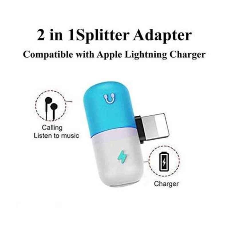 Buy Bingo 2 in 1 Blue & White Mini Portable Lightning Splitter Audio &  Charger Adapter Online At Price ₹352